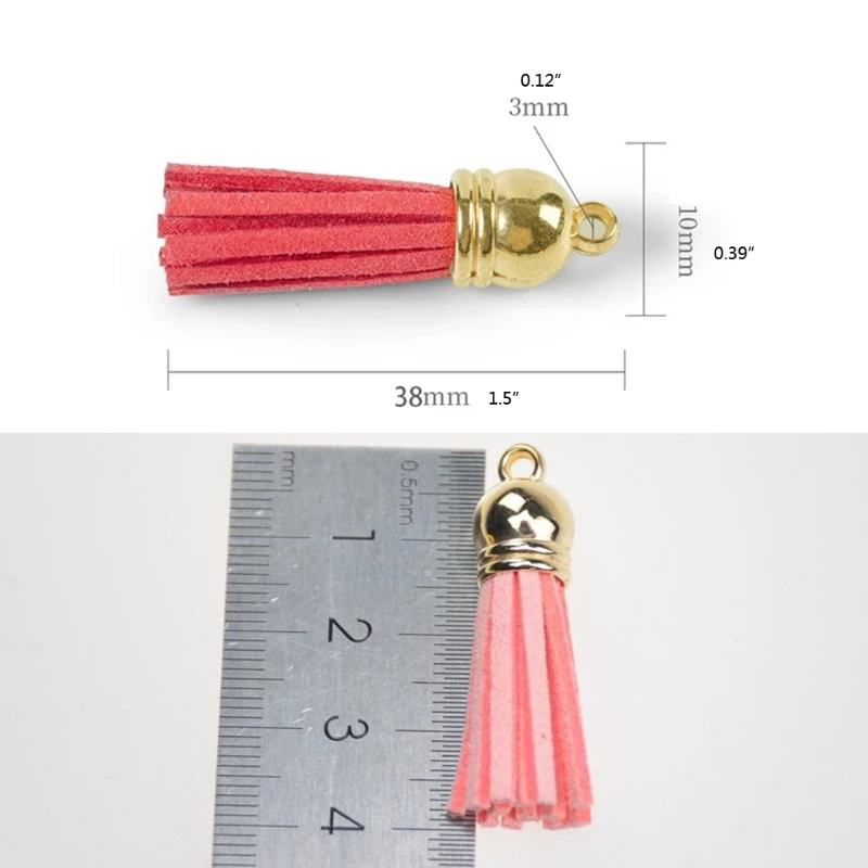 

38 mm Leather Tassel Pendants Jewelry Fiber Fringe Faux Suede Tassel for Keychain Straps Earrings Accessories
