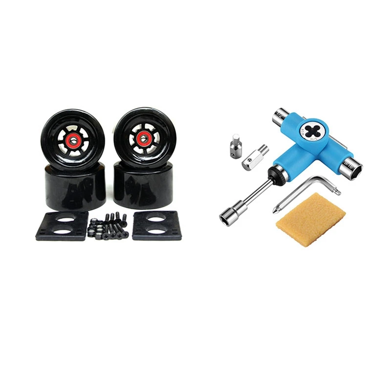 

1 Set 82A Replacement Skateboard Wheels 90X52mm ABEC-9 Bearing & 1 Set Skate Repair Tool Kit T-Shape Roller Skate Tools