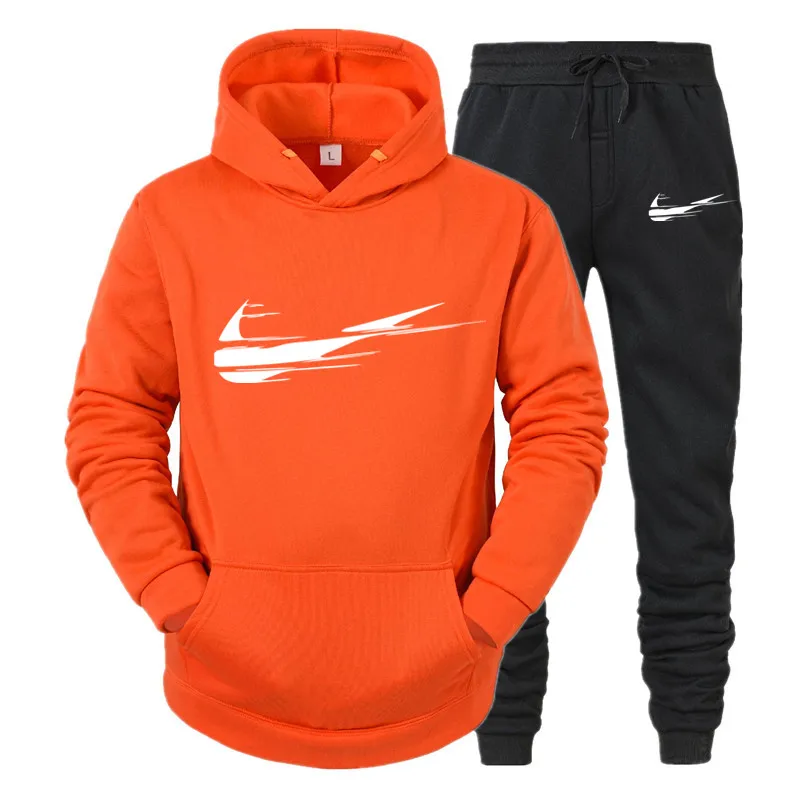 

New Men's Hoodie Set Sportswear Pullover Polar Fleece Hoodie + Sweatpants Jogging Men's Pullover 3XL Casual Suit Football Jersey