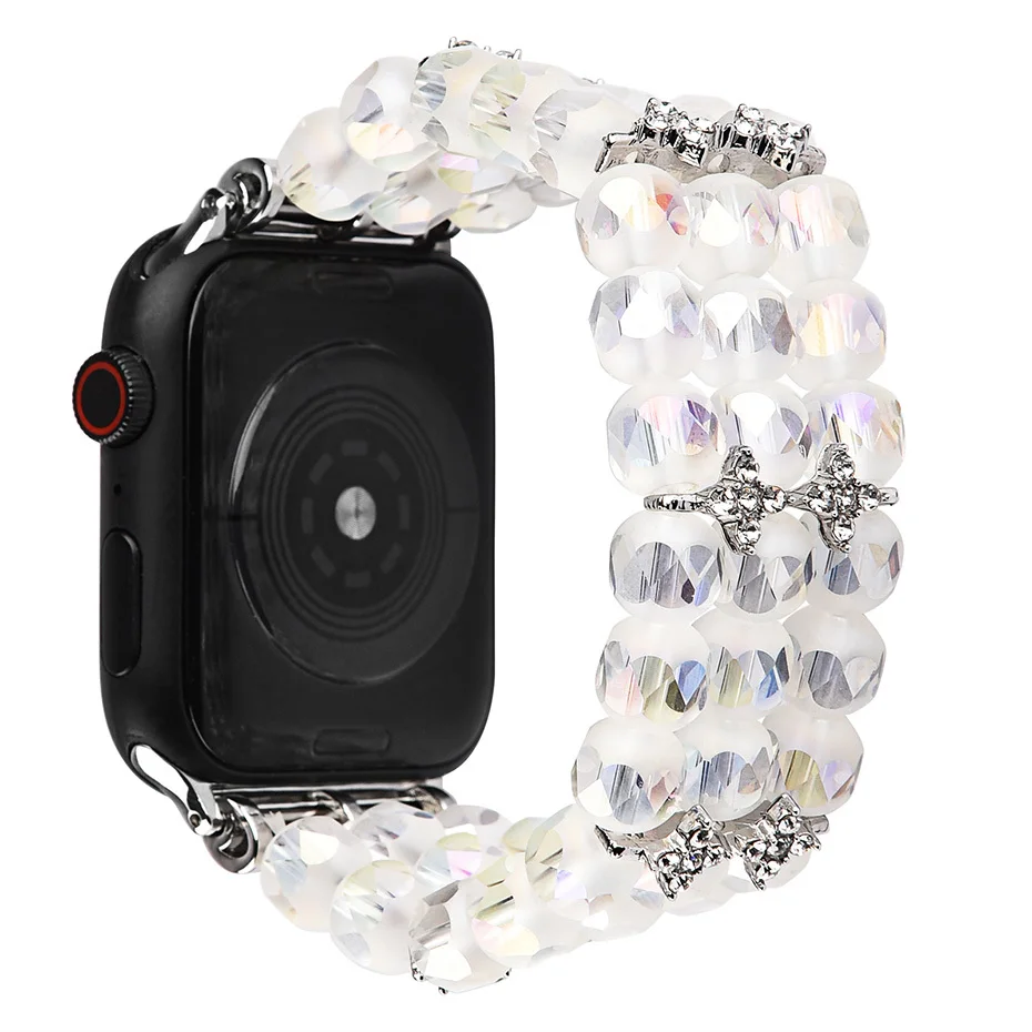 

Ремешок для Apple Watch, эластичный, с жемчугом, 44 мм, 42 мм, 38 мм, 40 мм, Iwatch Series SE 6, 5, 4, 3, 2, 1