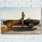 Плакаты в стиле ретро, с изображением автомобиля, блондинки, девушки, пляжа, бикини, настенные художественные плакаты, напечатанные на холсте, картины для украшения гостиной