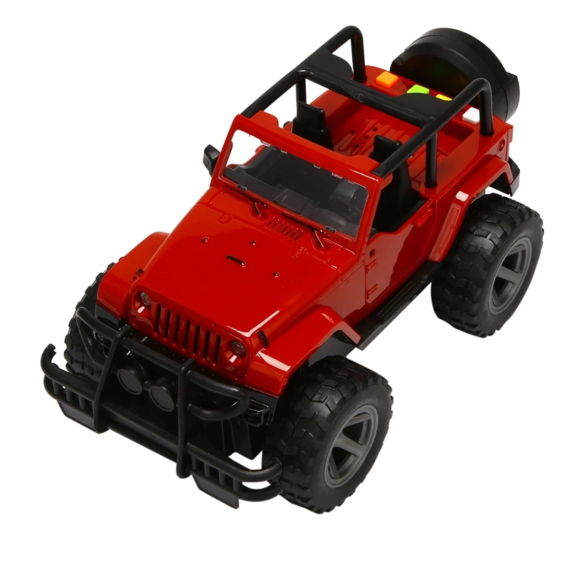 

Sound and Light Jeep Model Multifunctional Inertial Hand Push Puzzle Children's Educational Toy Car (Red)