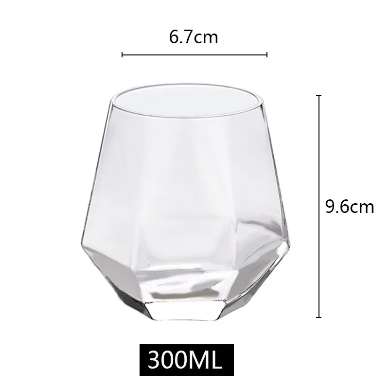 

Spirits Whiskey Cold Drink Cup Transparent Diamond Cup Ins Wind Nordic Six-sided Glass Home Water Cup Glass Cup Set Cute Cups