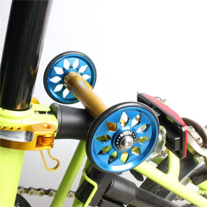 

Balight 1 Pair Bicycle Push Assist Wheels Aluminum Alloy Super Lightweight Wheels + Aluminum Alloy Bolts For Brompton