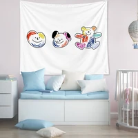 cartoon series cute animal bear pattern printed tapestry wall hanging decor children room background graffiti polyester tapestry