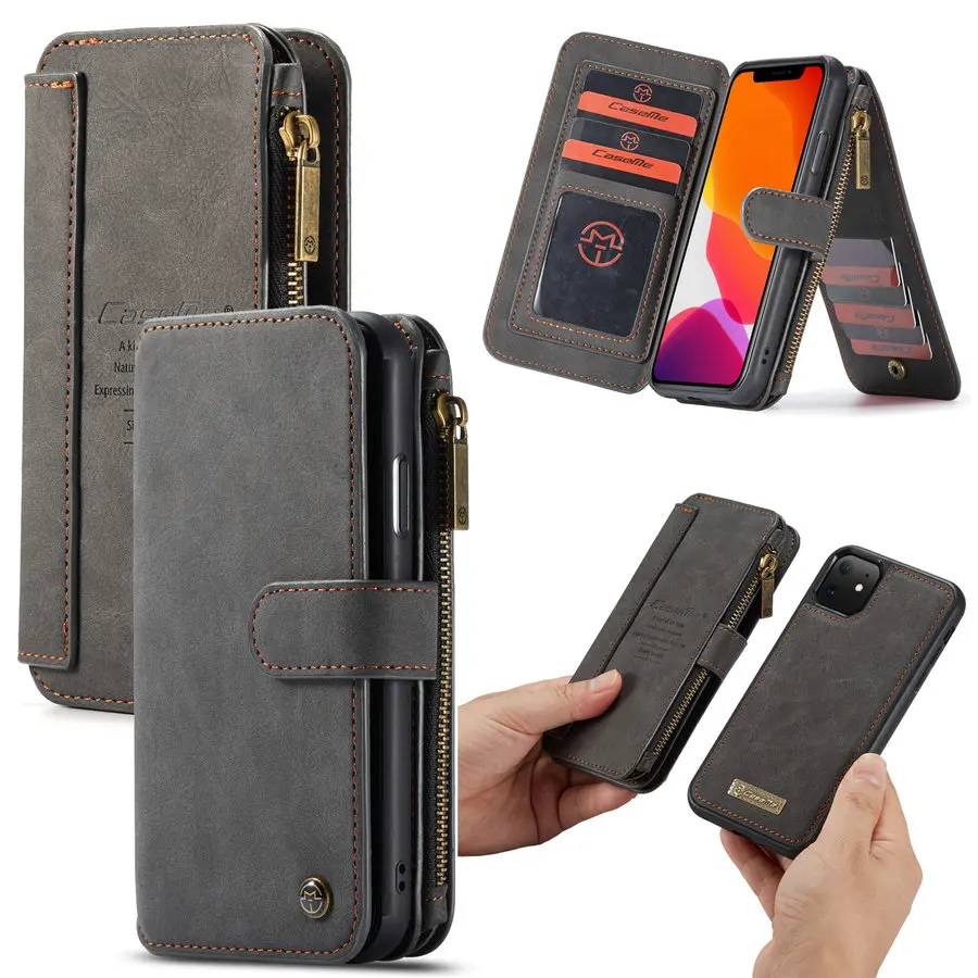 CaseMe съемный Флип кожаный чехол для iPhone 11 Pro Max 2019 новый бизнес кошелек телефона