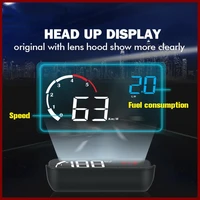 ohanee 2019 newest m10 hud display with lens hood yellow led windshield projector head up display obd scanner speed fuel warnin