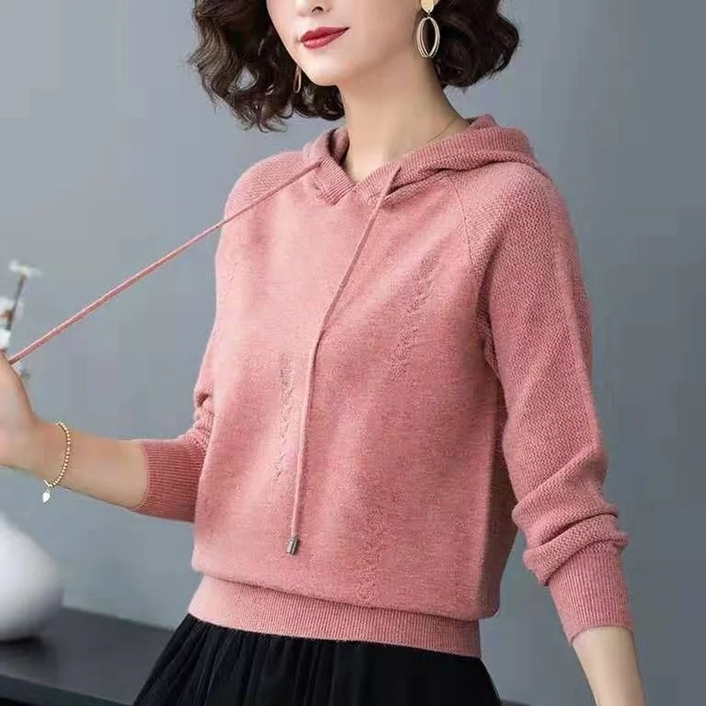

Loose Knitted Coat Comfortable Sweater Top Hooded Pullover Knitted Sweater Women's Sweater Autumn Winter New Fashion Clothing