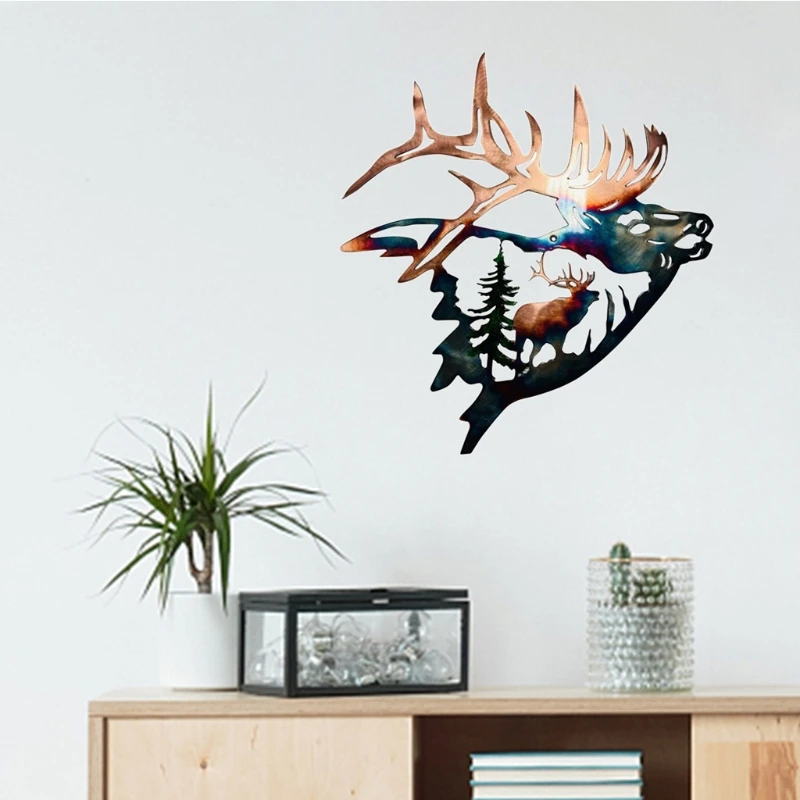 

Multi-purpose Metal Tree Art Decoration Elk In The Forest Tree Sculpture Hanging Indoor And Outdoor Garden Gardening Supplies