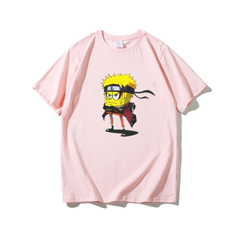 ninja pink Графическая женская футболка, футболки, эстетическая одежда ulzzang, Корейская одежда для женщин, мультяшный аниме, забавный стиль, женская футболка - Цвет: ninja pink