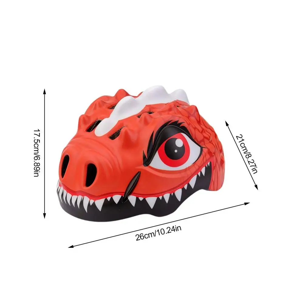 Dinosaur Bike Helmets For Kids Cute Cartoon Lightweight Adjustable Breathable Protective Skateboard H | Спорт и развлечения