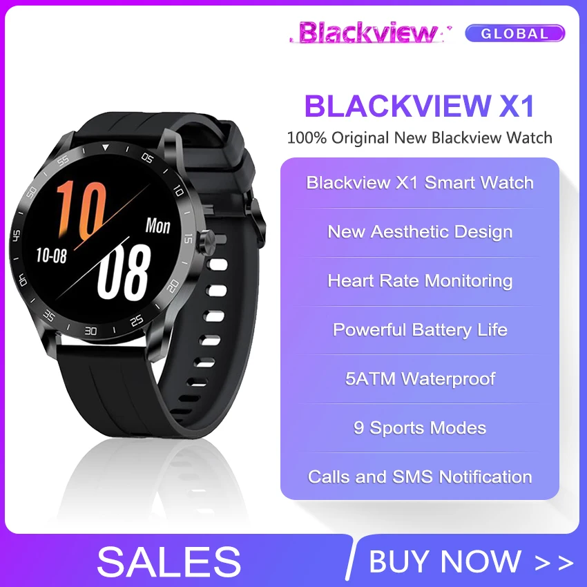 Blackview X1 Смарт часы 5ATM Водонепроницаемый спортивные с мощным Батарея Мониторинг