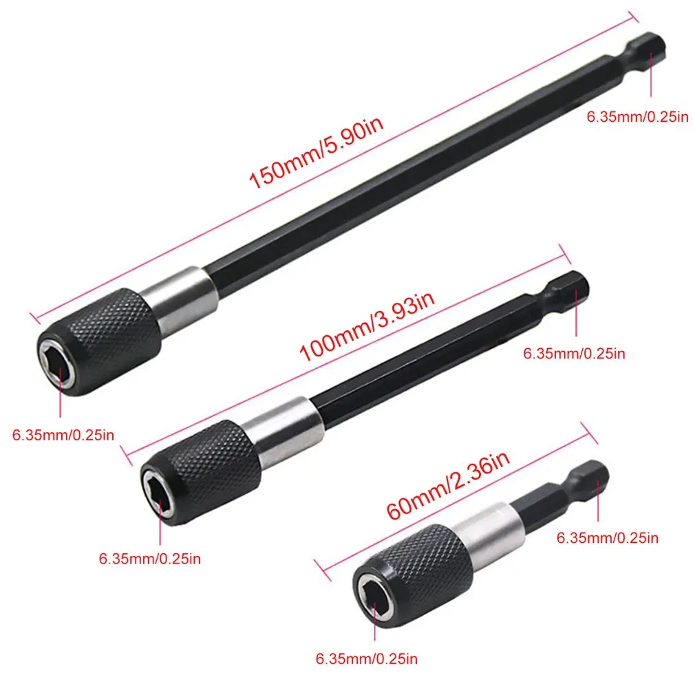 

3Pcs Chrome Vanadium Steel Hex Shank Quick Release Screwdriver Bit Holder Extension Bar Drill Socket Adapter Hot