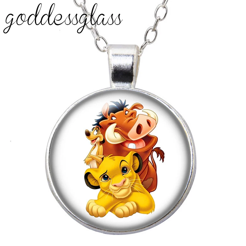 Круглый стеклянный кабошон с изображением семьи короля льва леса