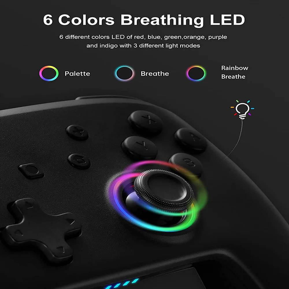 Беспроводной Bluetooth-джойстик для Nintendo Switch Pro контроллер геймпада Turbo RGB LED дышащий NS