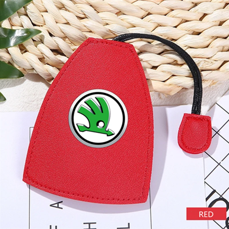 

PU Leather Keychain Car Pull-out Key Case PU Leather Protective Cover Drawstring For Skoda Octavia Fabia Rapid Yeti Superb