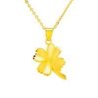 korean four leaf clover pendant necklaces for women children egirl real 24k gold 18inch chains choker collar aesthetic jewelery