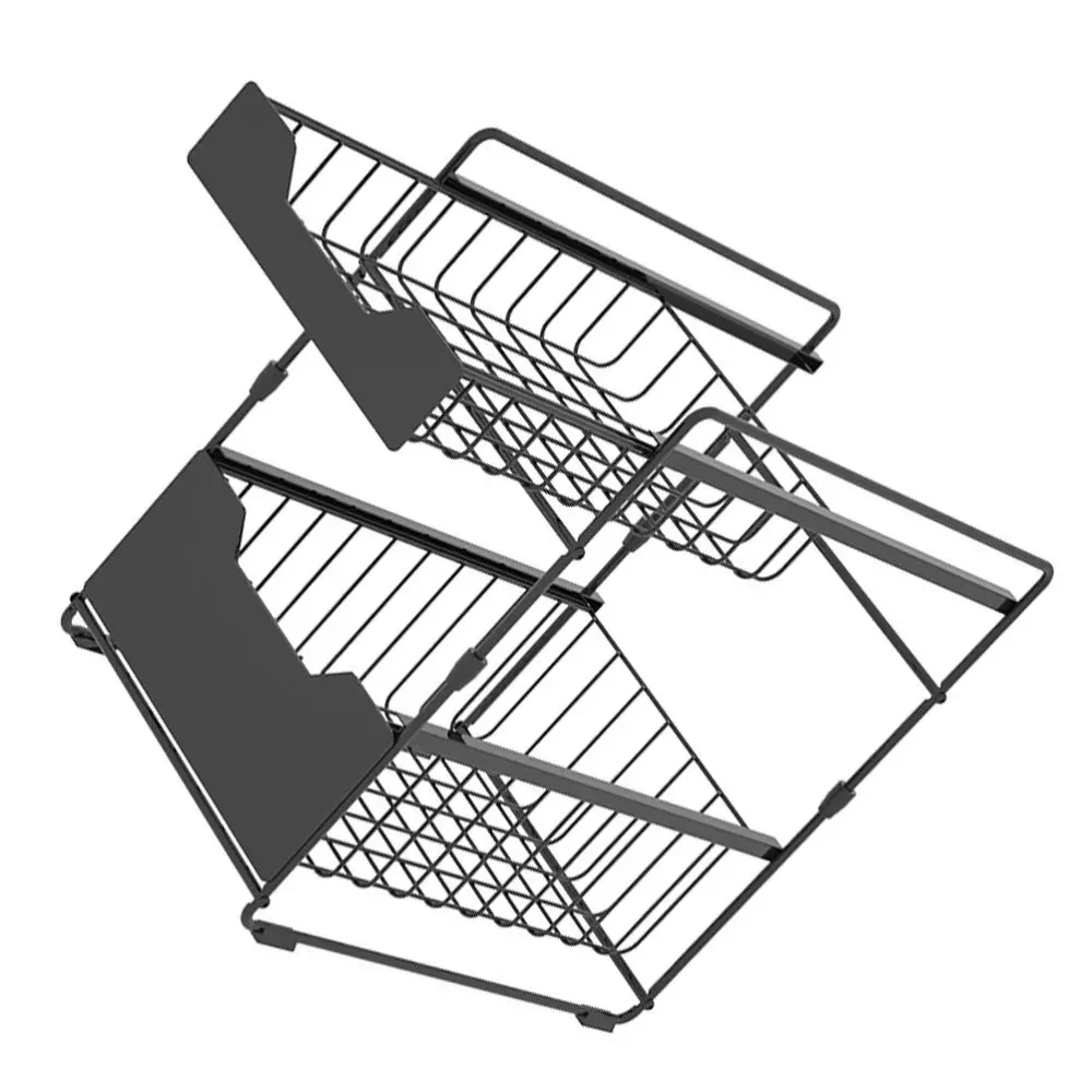 

1pc Kitchen Bathroom Storage Rack Two-layer Storage Rack for Home (Black)