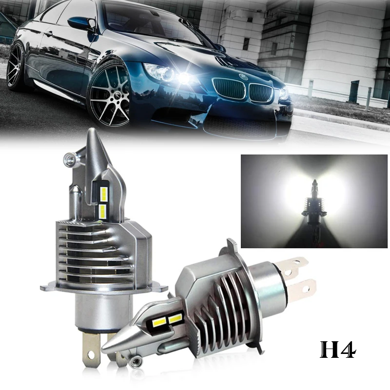 

2pc Car Headlight Bulbs Led H4/9003/HB2 Hi/Lo 72W 12/24V 6000K 8000Lm Super Bright Waterproof Motorcycle Head Light Car Headlamp