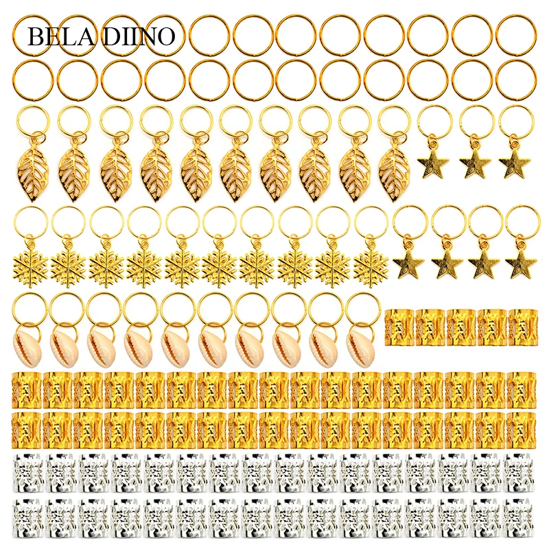 164 шт. металлические африканские Кольца для волос|Звенья кольца и трубки| |