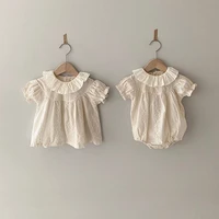 baby girl clothes ivory lace summer organic cotton ruffle baby girl romper playsuit for newborn baby girl one pieces jumpsuits
