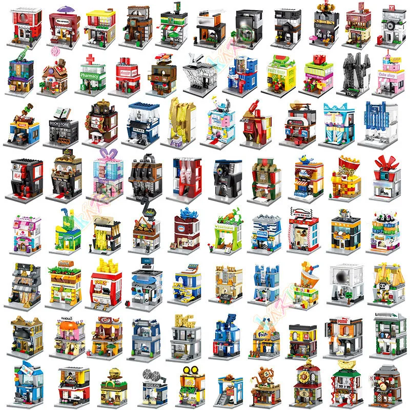 

Building Block DIY Mini Street View Assemble City Mini Street Toy Shop Retail Store KFCE McDonald for kids Education Toy
