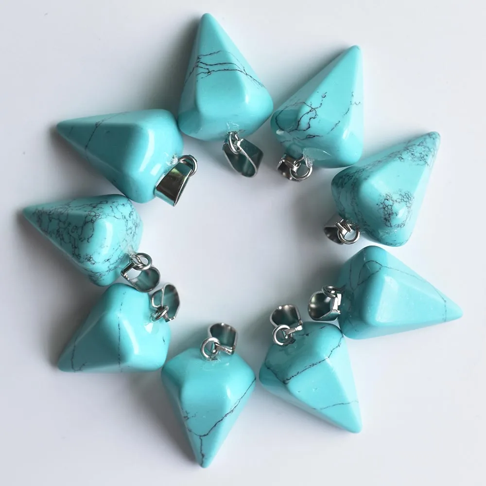 

Wholesale 12pcs/lots 2020 fashion high quality hexagon pyramis stone pendants charms for jewelry making free shipping
