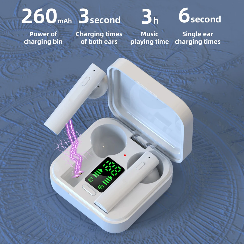 Прямая поставка Bluetooth наушники с зарядным устройством настоящие Беспроводные