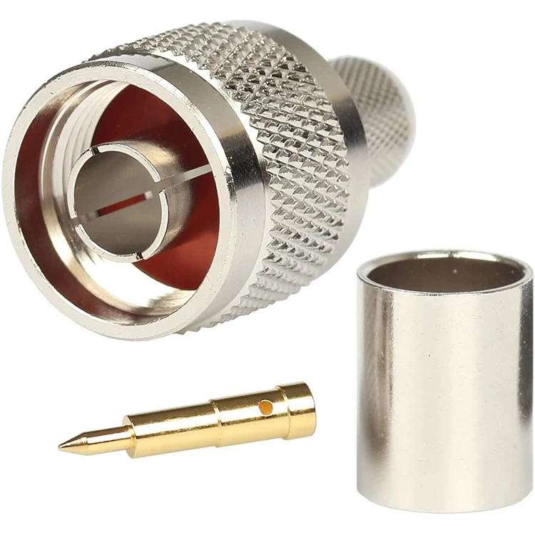 Pack of 10 N Male Plug Crimp Rf Coaxial Connector 50 Ohm for LMR400 RG8 Nickel Machined Brass Construction | Обустройство дома