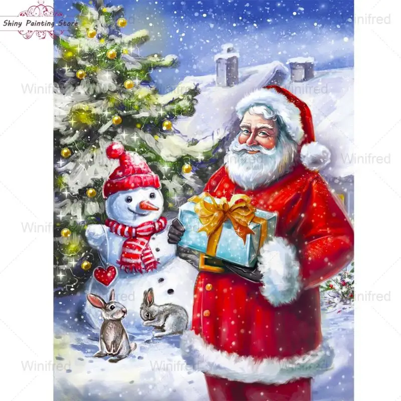

Diamond Embroidery Santa Claus Snowman DIY Cross Stitch Kit Diamond Painting Christmas Full Square Round Drill Winter Home Decor