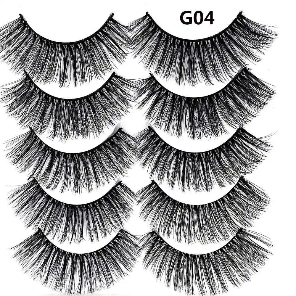 G04 Eyelash variety selection 5 pairs of 3D mink hair false eyelashes thick small beam eyelashes natural cross - Цвет: G04