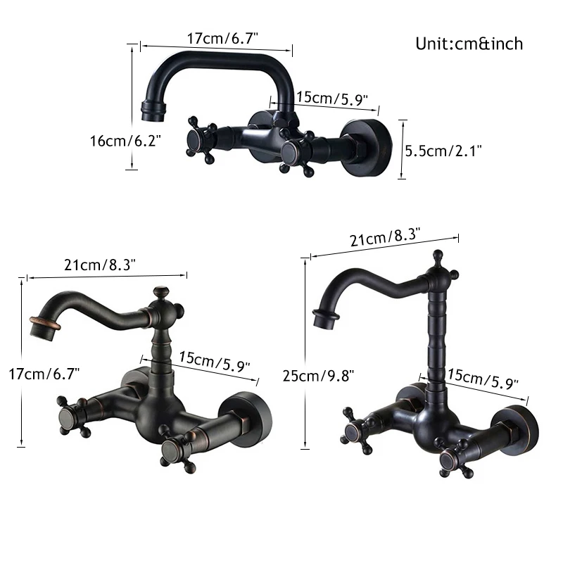 Черный Бронзовый Смеситель для ванной комнаты настенный смеситель раковины