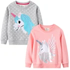 Модные свитшоты для девочек на осень и зиму, свитера с единорогом для малышей, хлопковые радужные детские толстовки, топ, одежда, Детские наряды