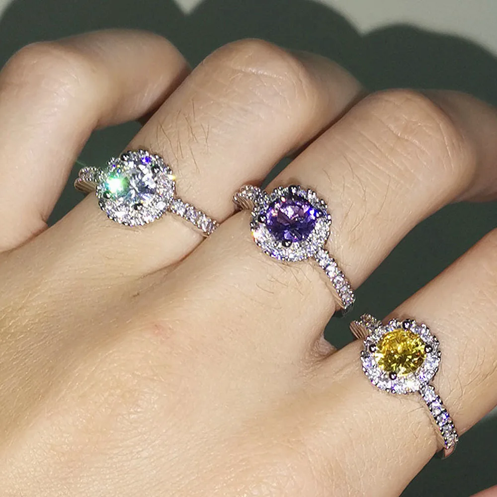 Модные разноцветные кольца с кристаллами аметистом цитрином бриллиантами из