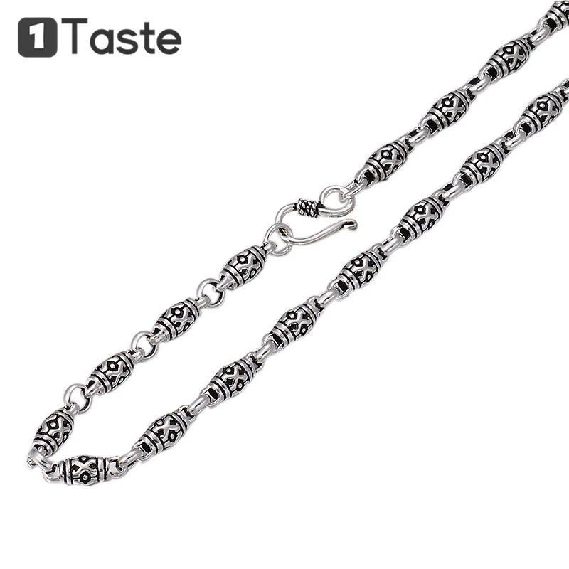 ONE TASTE 925 пробы серебряная бамбуковая цепочка 6 мм-бисер мужское ожерелье тайское
