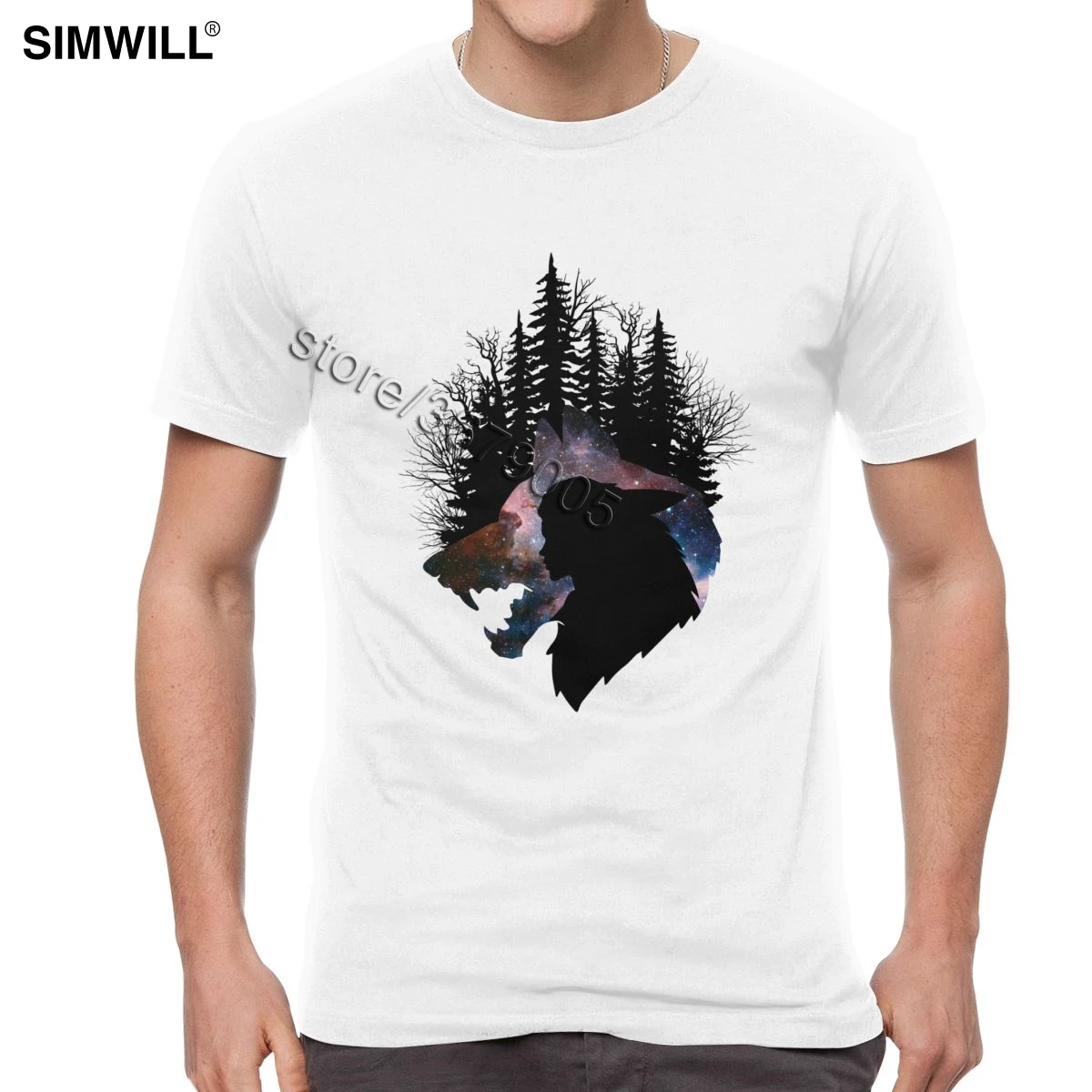 

Men's Mononoke Forest Spirit T-Shirts Wolf Princess T Shirts Short Sleeve Cotton Print Tees Shirts O Neck Novelty Fans Apparel