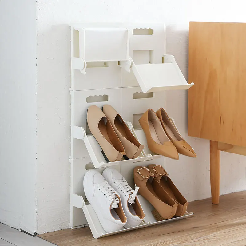 

Creative Shoe Rack Multifunctional Folding Vertical Shoe Stand DIY Combination Storage Shoe Organizer Cabinet for Hallway Home