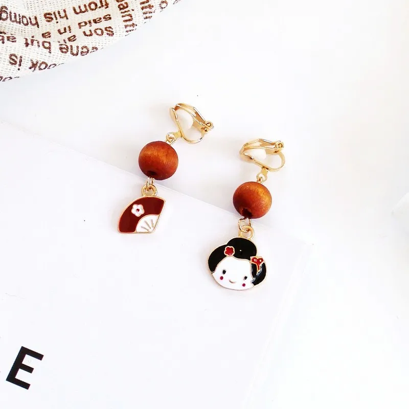 DoreenBeads Модные женские серьги-гвоздики коричневые деревянные бусины винтажные