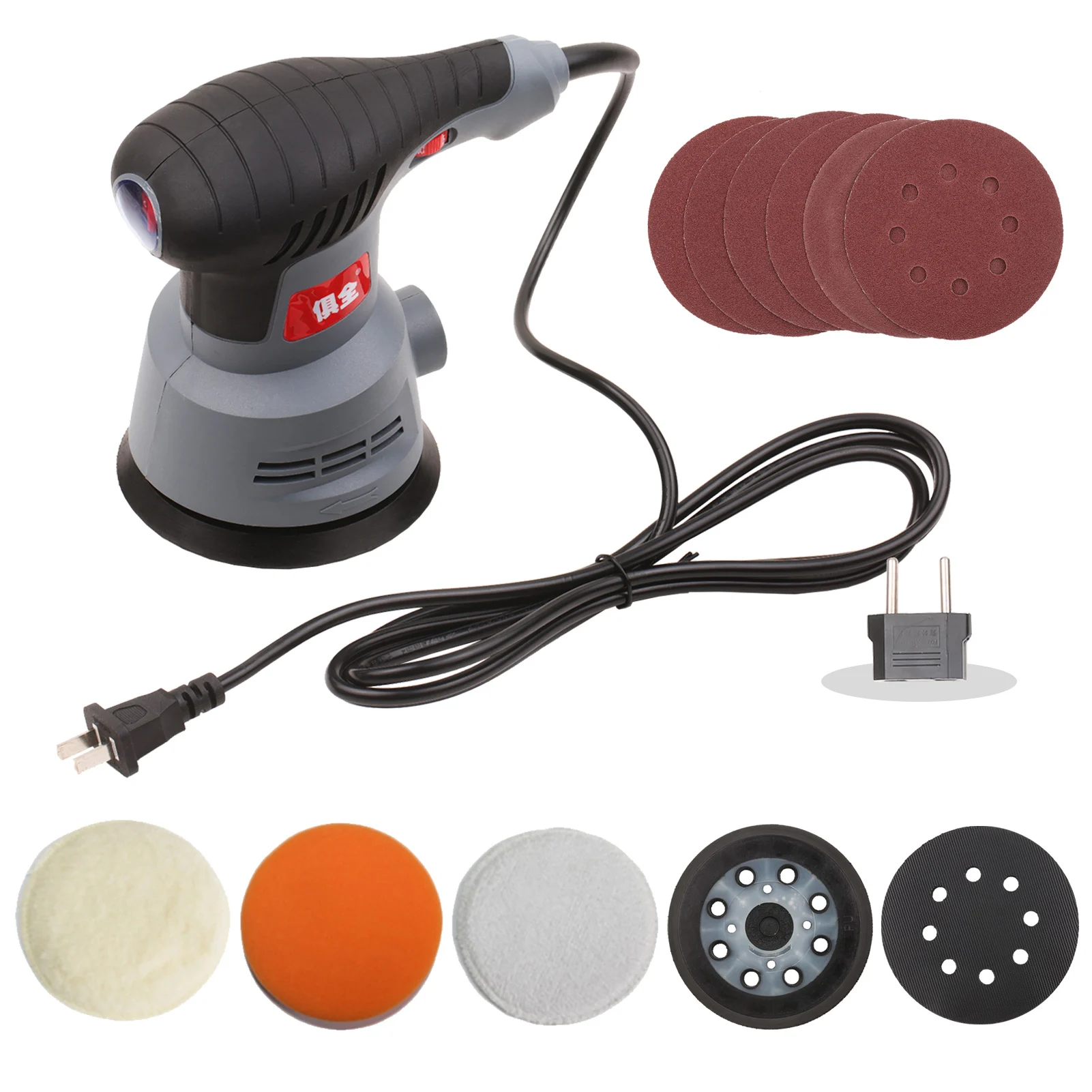 

400W Random Orbit Sander 5In Variable Speeds Electric Sander Polisher with Holes Cushion Sandpapers Sponge Wool Dust Collector