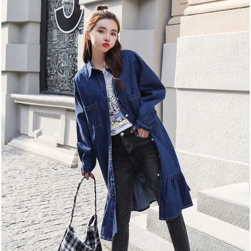 Женское платье Новинка весна осень джинсовый Тренч женские платья размера плюс