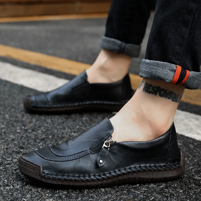 Fashion Genuine Leather Men Shoes Casual Lightweight Flats Loafers Men's Driving Soft Bottom Moccasins Footwear | Обувь