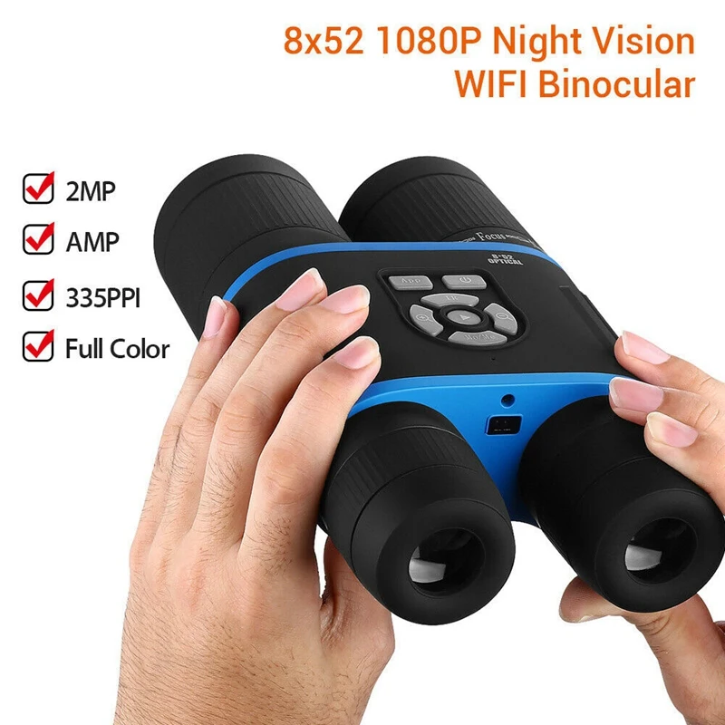 8X52 1080P 2MP полноцветный Wifi бинокулярный телескоп дневное и ИК Ночное Видение 335PPI