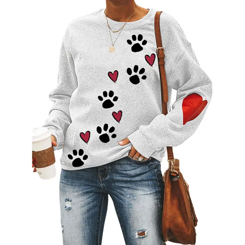 

Новинка 2021, модная Женская Осенняя Толстовка с принтом «Собачья лапа», блузка с длинным рукавом, пуловер