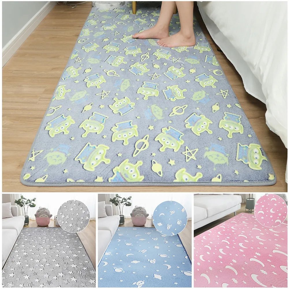 

80*160cm Luminous Carpet Plush Soft Fluffy Rug Children Bed Room Carpet Glow In The Dark Area Rugs Kids Room Mat Home Decor