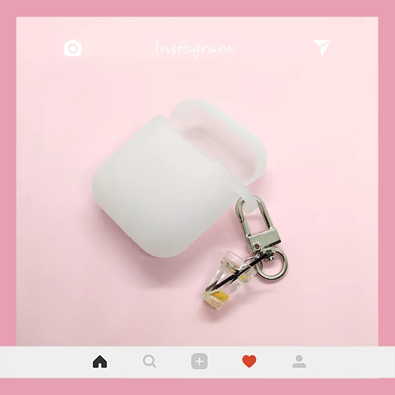 Для Apple AirPods чехол милый молочный чай беспроводные наушники чехол для Airpods гарнитура силиконовый защитный чехол бутылка для напитков брелок