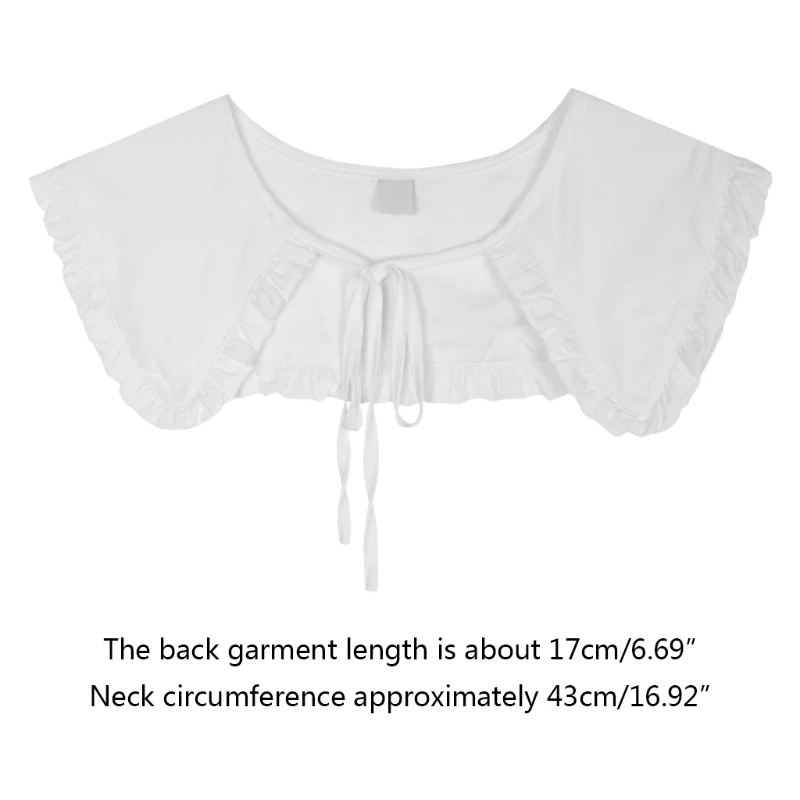 

Sweet Ruffled Doll Fake Collar Women Solid Color Decorative Lace-Up Shawl Wrap