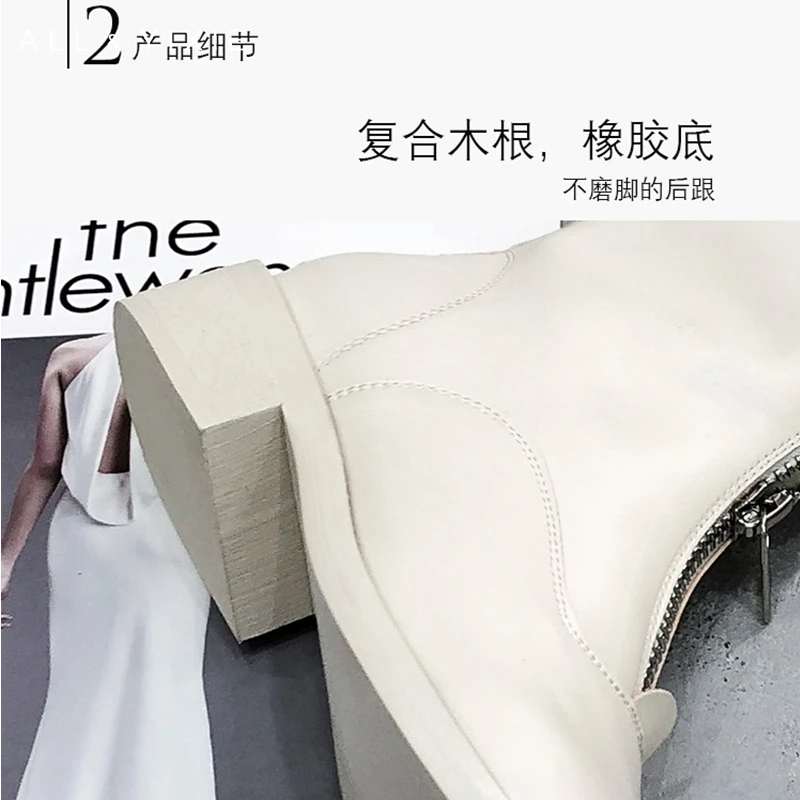 2019 Winter New Contracted Tide Girl Women Boots Fashion White Zipper Martin England Short Thick | Обувь
