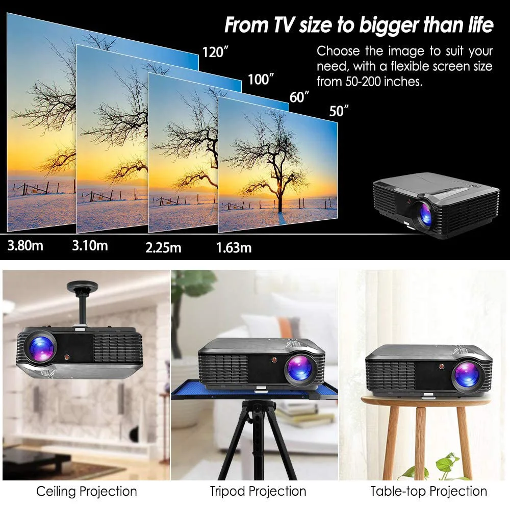 Светодиодный смарт-проектор X90 1280x720P Android Wi-Fi Full HD |