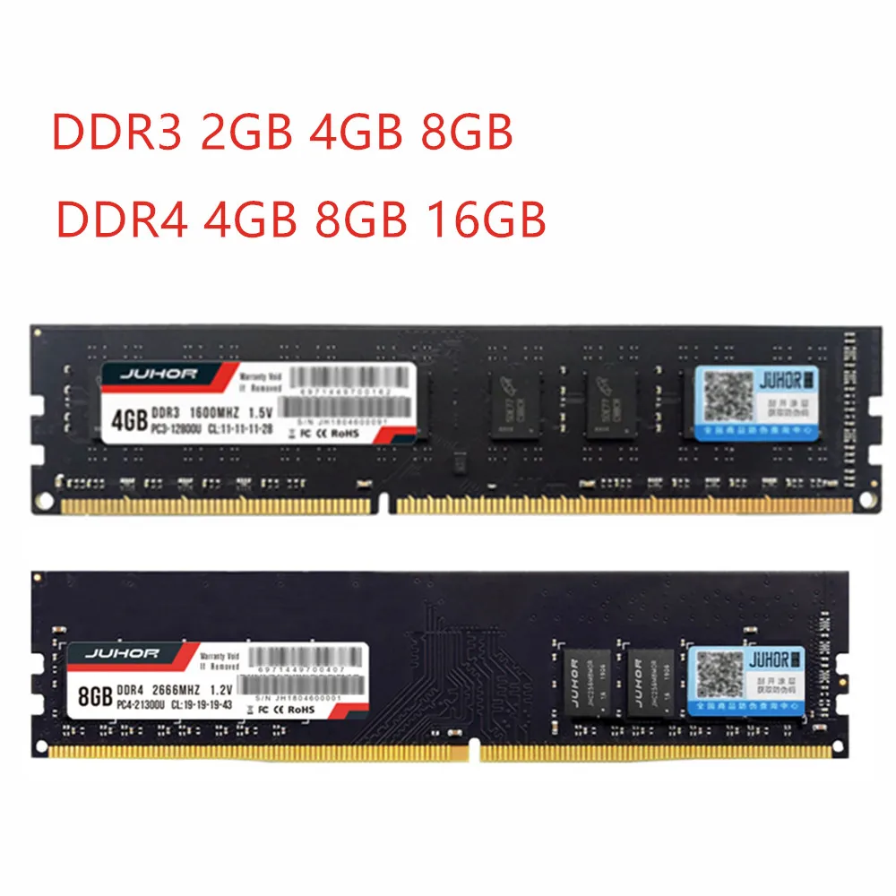 JUHOR Ram DDR3 4GB 8GB 16GB 2GB1600mhz Memory DDR4 4GB 8GB 16GB 2666mhz U-DIMM PC4-21300 288 pin non-ECC RAM for all motherboard