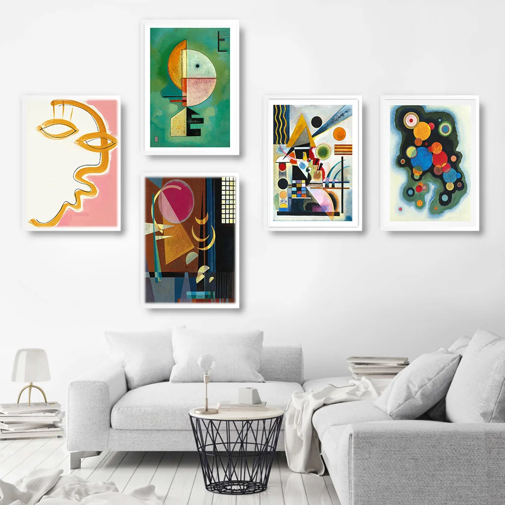 

Abstract Geomety Canvas Painting Exhibition Styles Line Face Wall Art Picture Posters Prints for Living Room Unframe